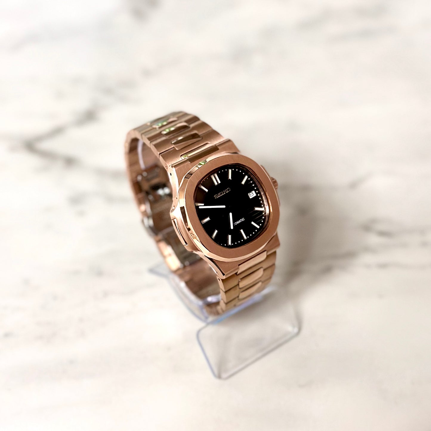 CP Seiko Nautilus Rose Gold Black Dial